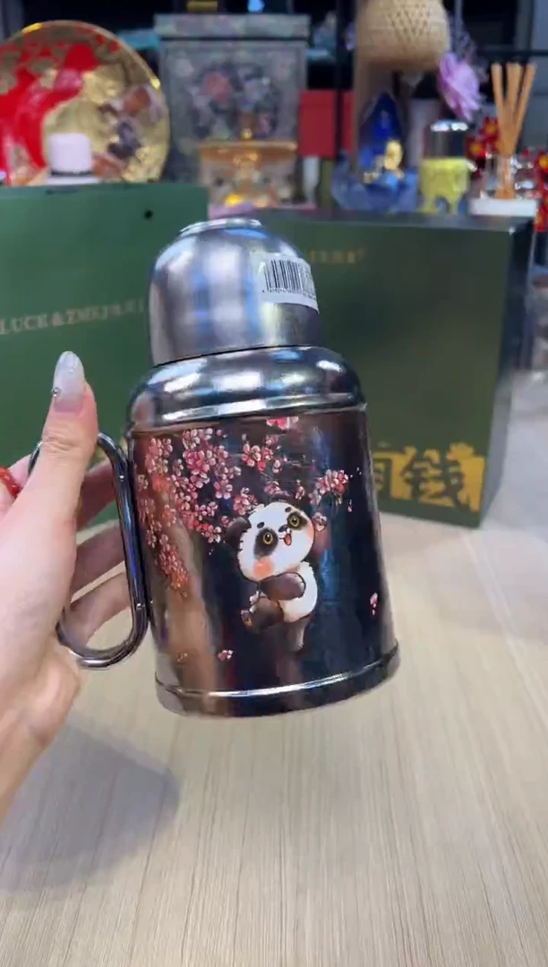 50造闵纯钛保温壶套装-熊猫樱花
