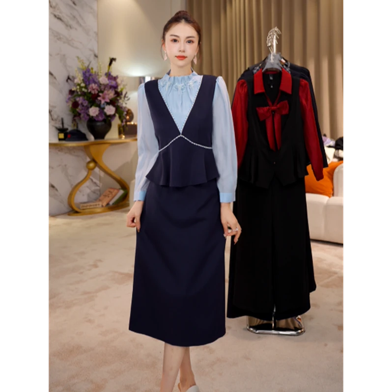 G9285高端时尚气质简约套装2025春秋新款女士优雅两件套显瘦