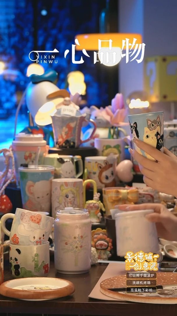 摆件A324景德镇手工手绘杯子摆件