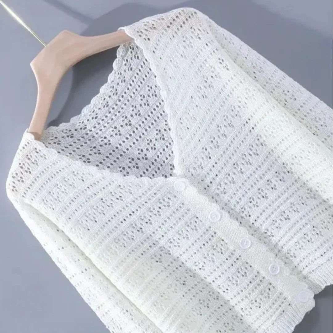 网红2025新款春夏新款镂空防晒薄款针织开衫长袖洋气小众外套披肩