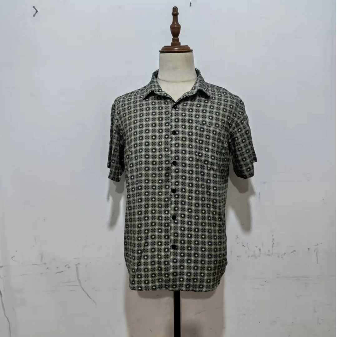 男士绵绸短袖衬衫中老年爸爸夏装