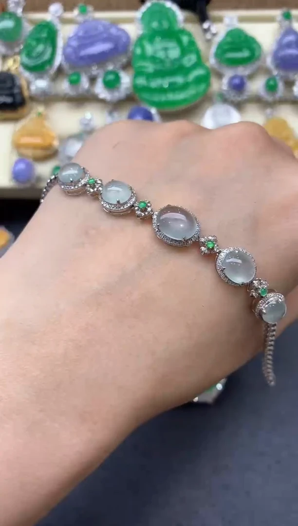 【闪购商品】翡翠手串18K金镶嵌437-中国好珍宝