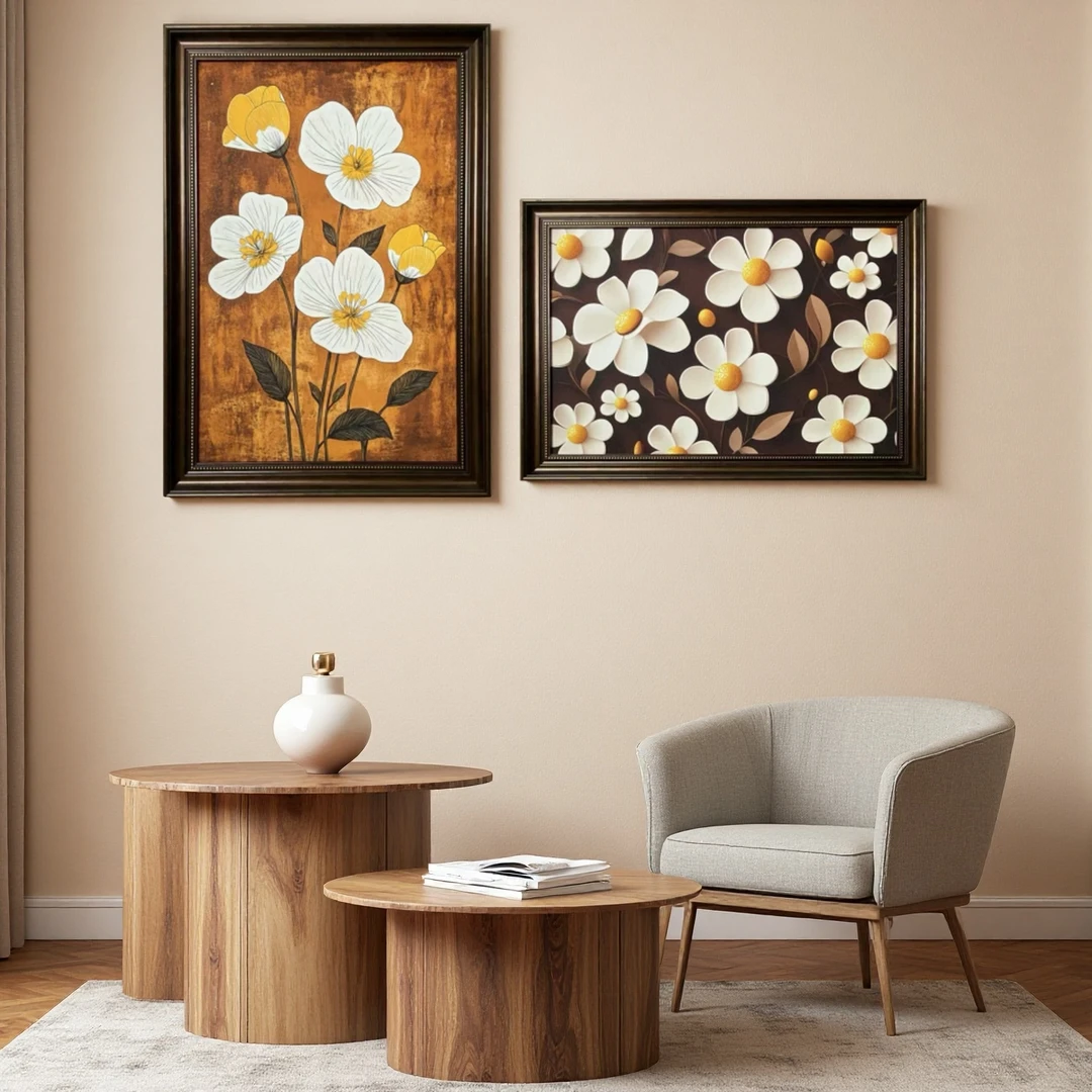 北欧风小众复古客厅卧室装饰画抽象艺术方形平面壁画