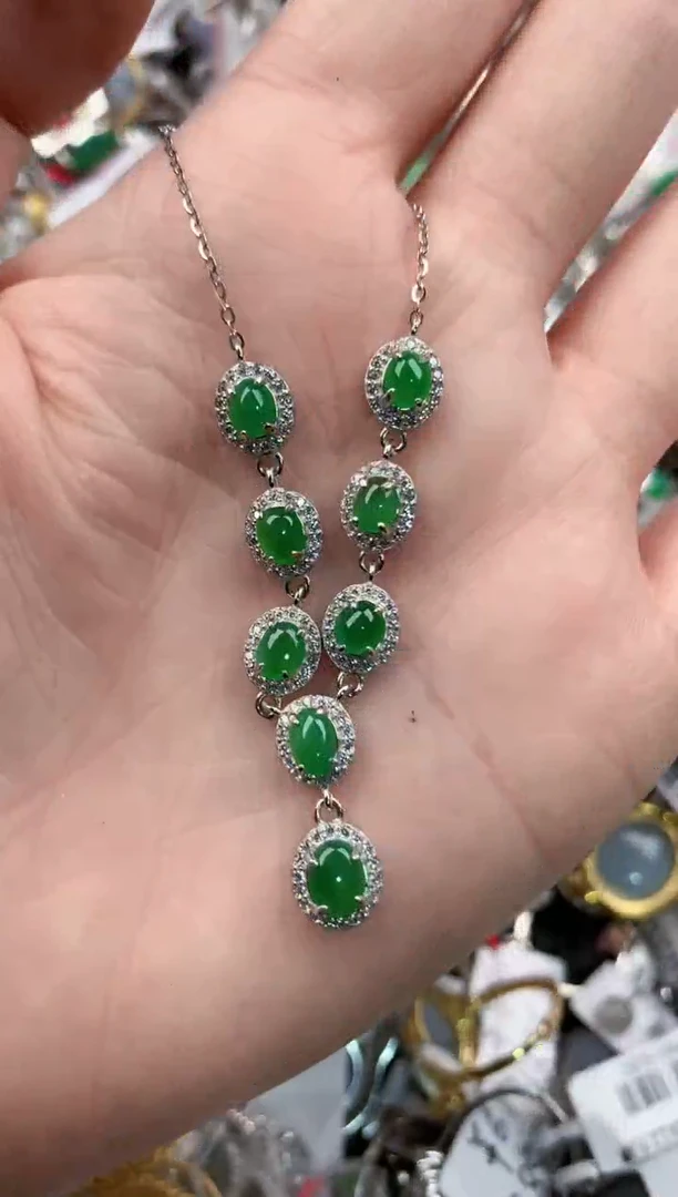 银S925镶嵌戒指翡翠151515    2