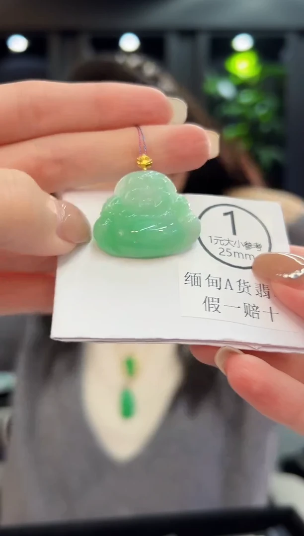 颈饰18K金镶嵌翡翠 缅料A货/支持复检/一件