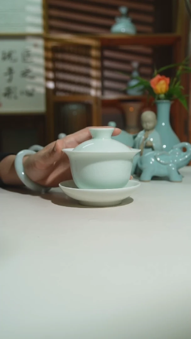 玉清 玉兰盖碗0243