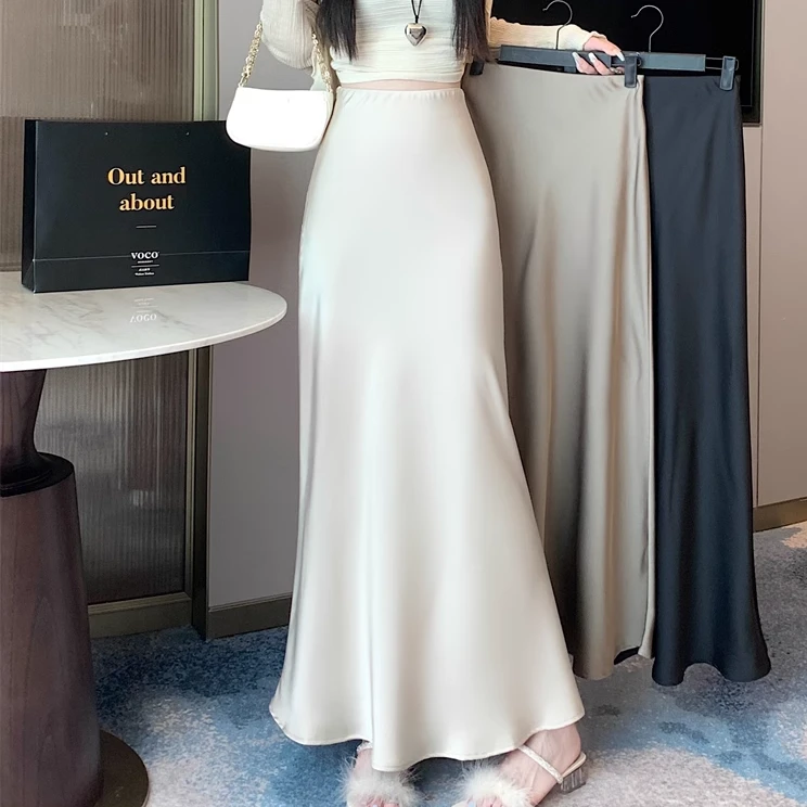 新中式冰丝2025缎面醋酸高级鱼尾半身裙夏季修身时尚CY