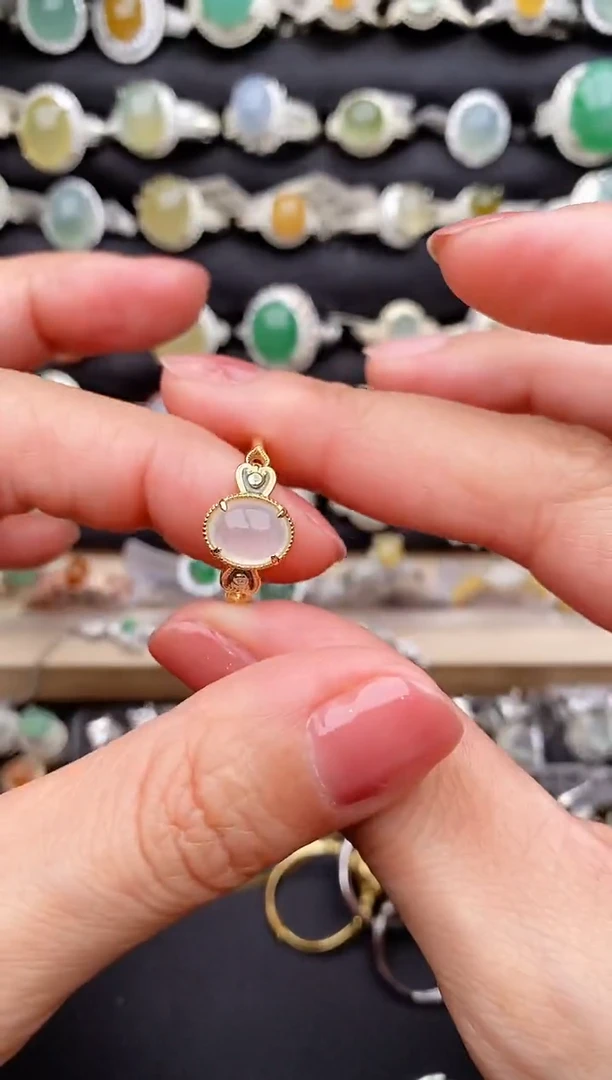 【闪购商品】翡翠戒指银S925镶嵌缅甸天然A货翡翠11   10-6