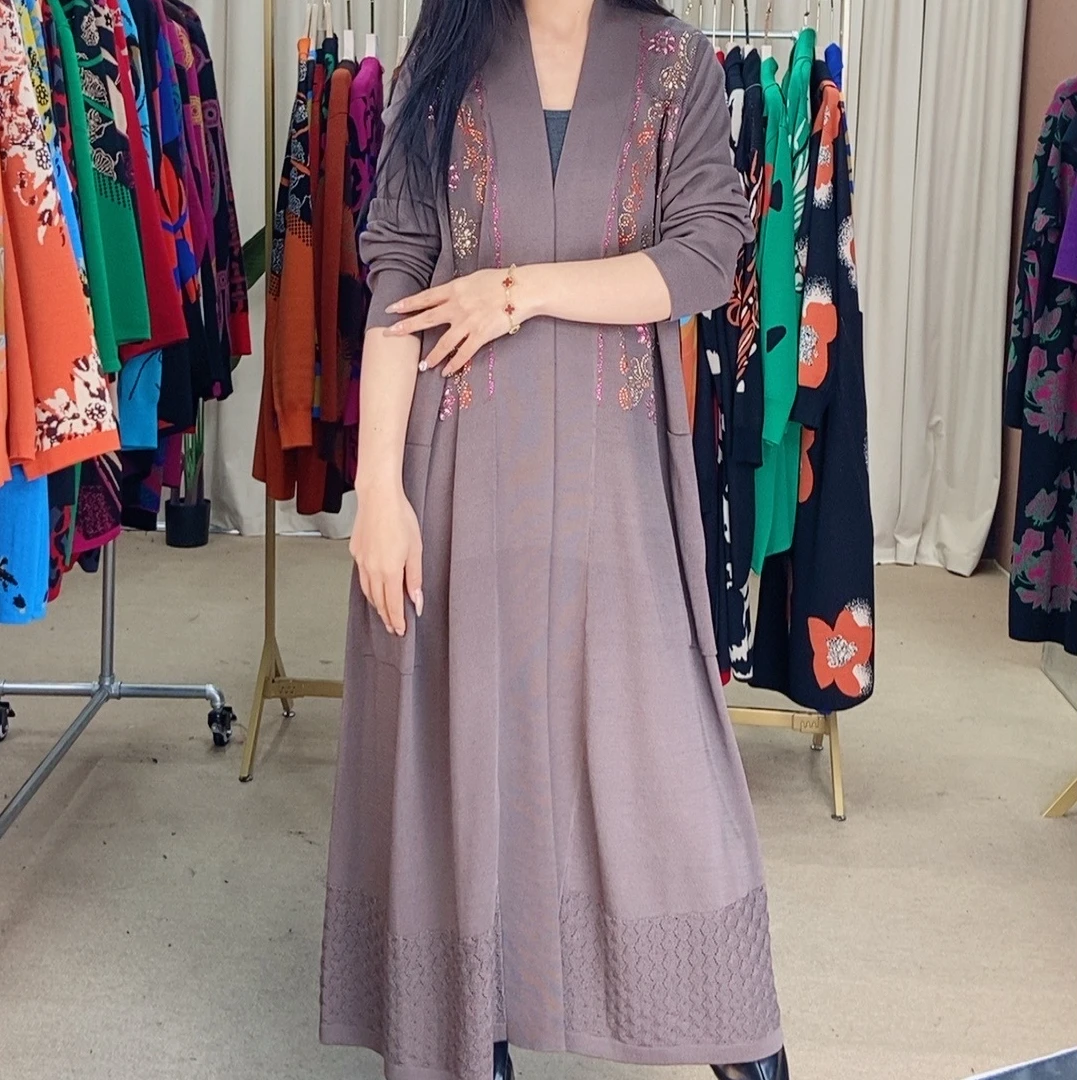 646春季时尚针织提花百搭外套显瘦妈妈装