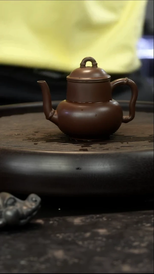 茶壶紫砂80目四号井底槽清  竹韵壶