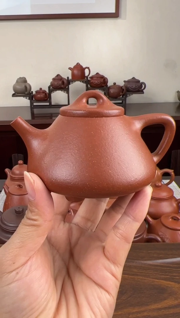 茶壶紫砂红降坡子冶石瓢壶160CC