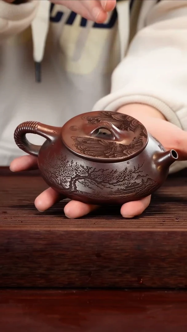 茶壶紫砂古乌泥线瓢200cc左右