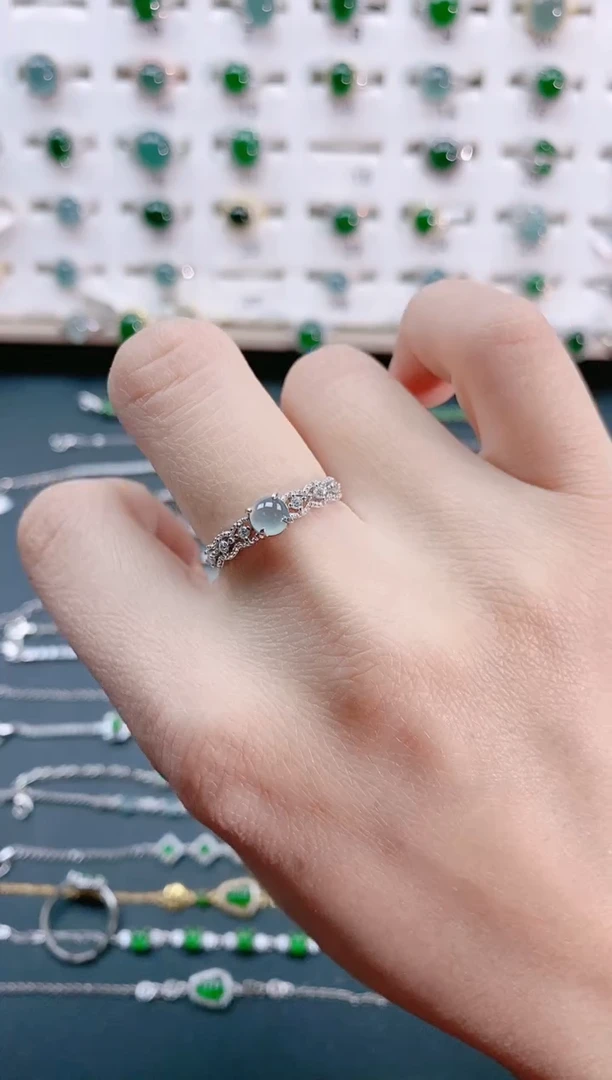 【闪购商品】翡翠戒指银S925镶嵌天然翡翠