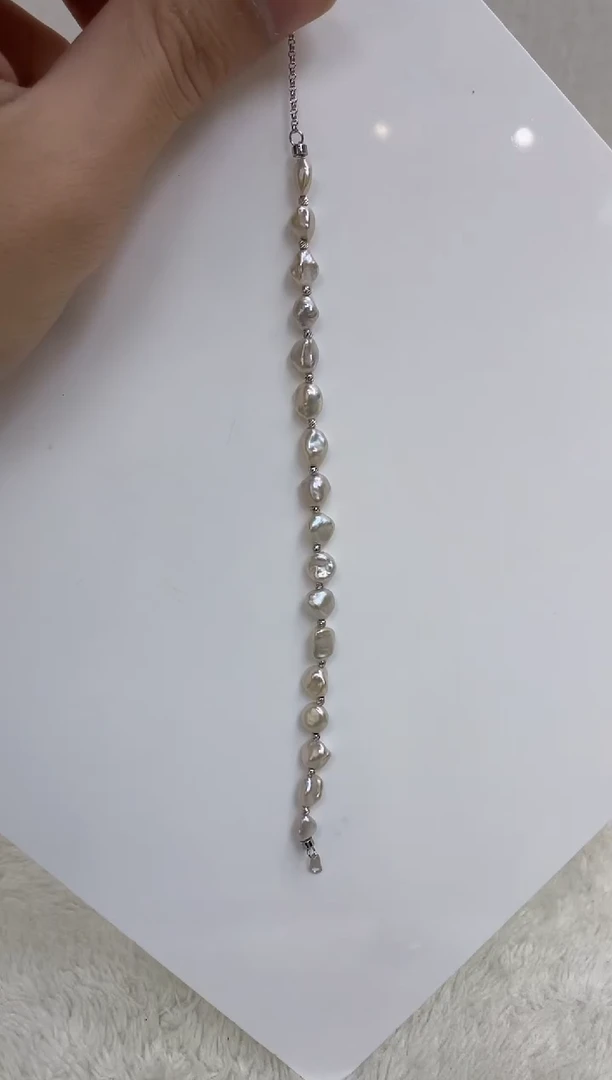 银S925镶嵌淡水珍珠手链
