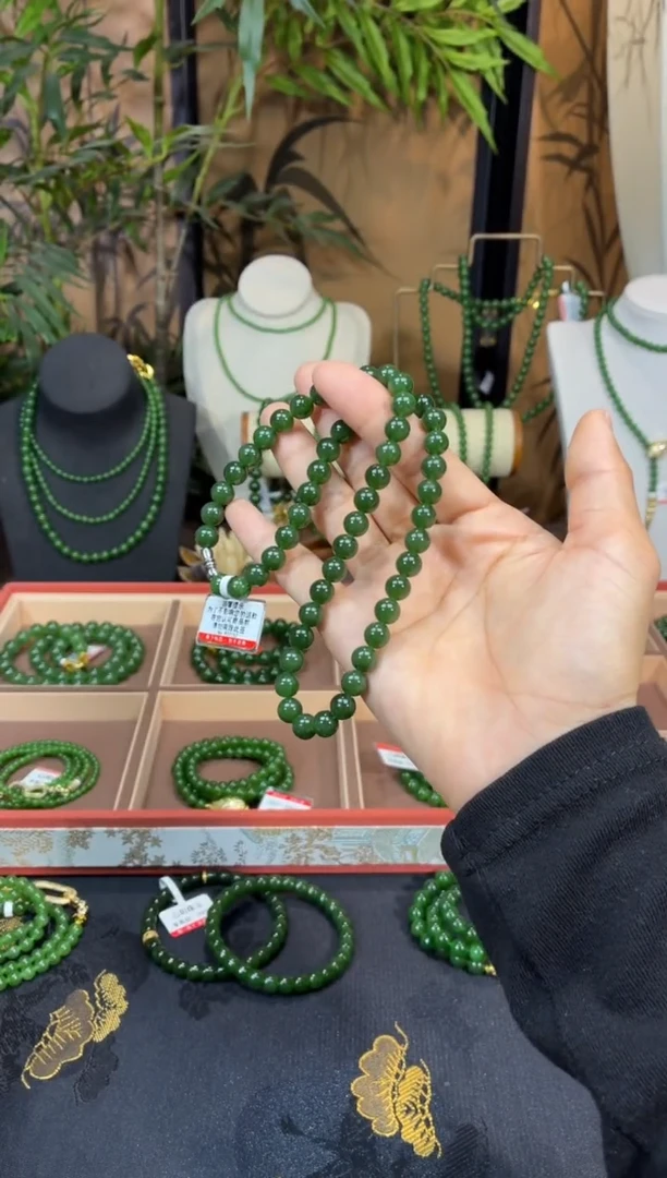 颈饰未镶嵌和田玉（碧玉）8菠菜微矿锁骨链