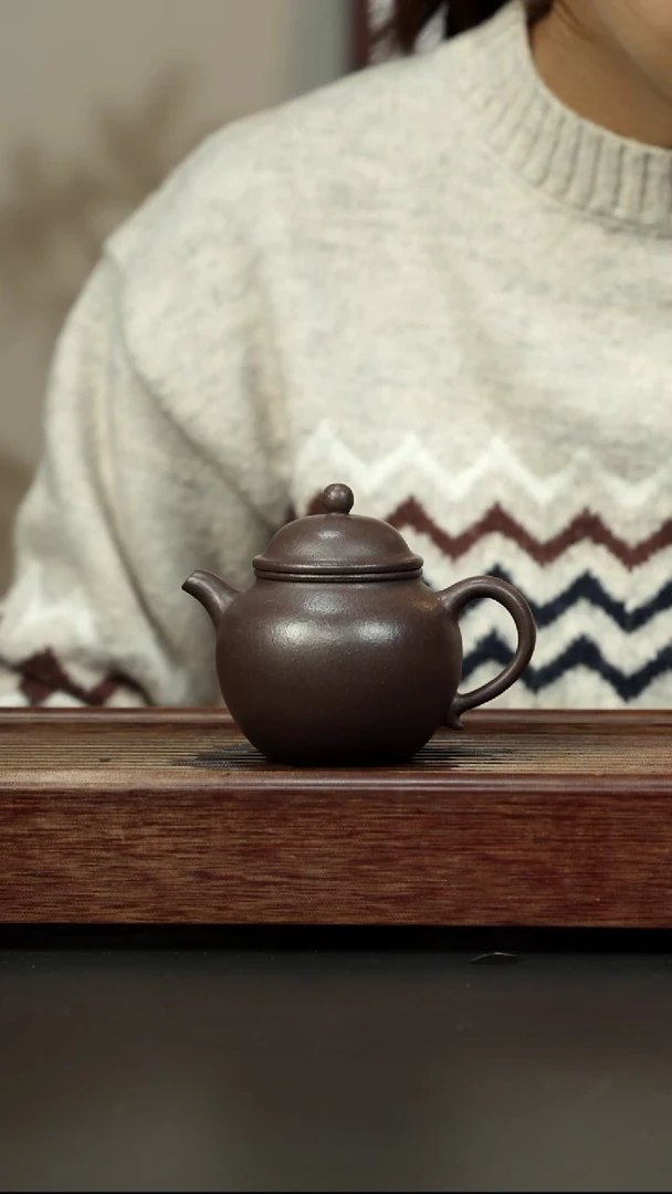 紫砂茶壶粗砂紫泥 秋水