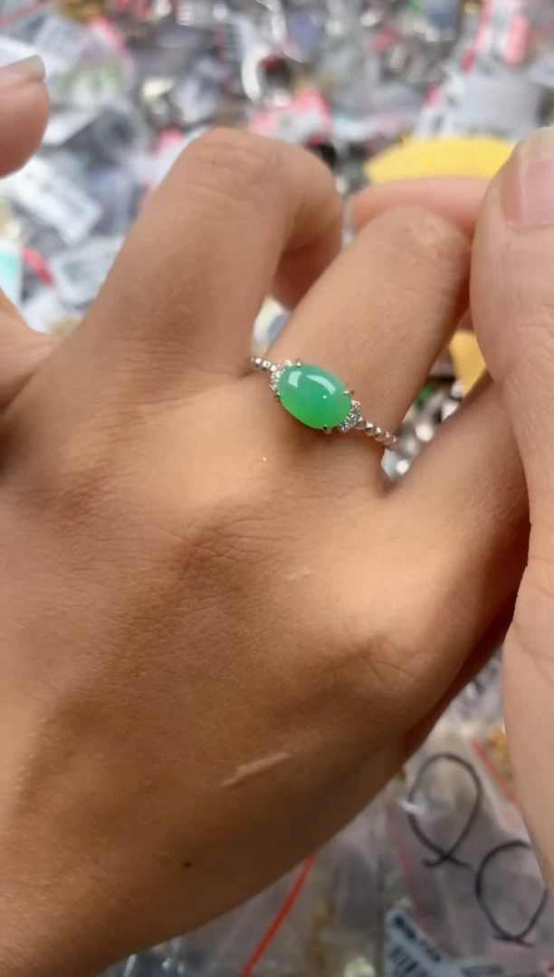 银S925镶嵌戒指翡翠111      1