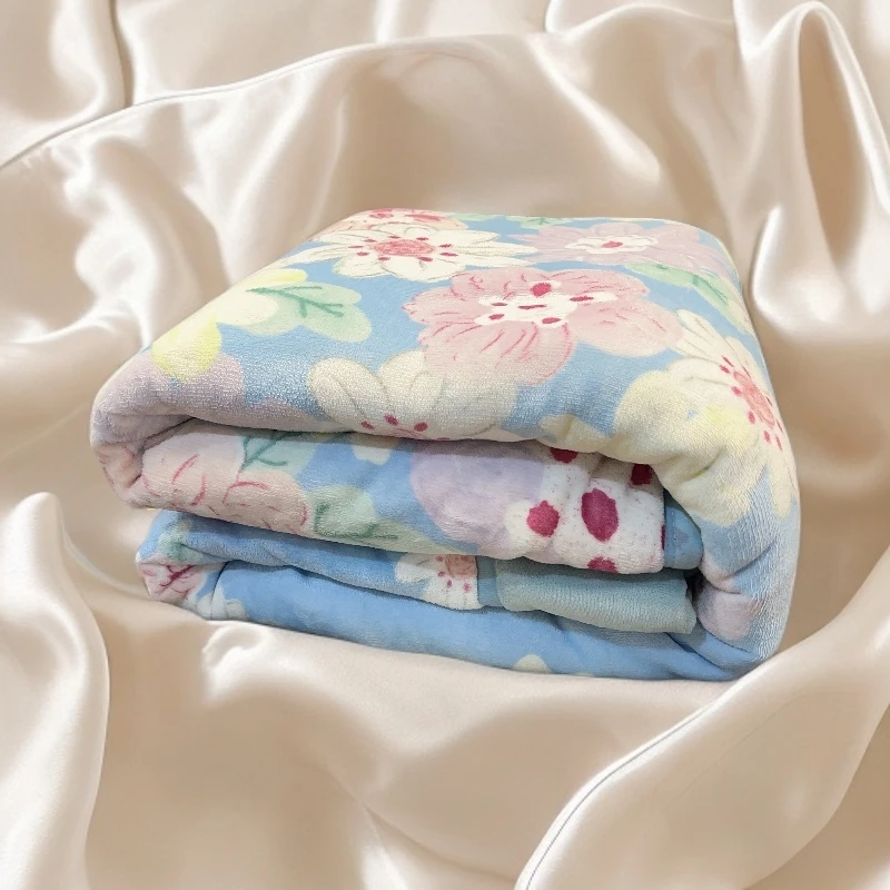 200*230被子兰花冬天加厚保暖牛奶绒石墨烯被子