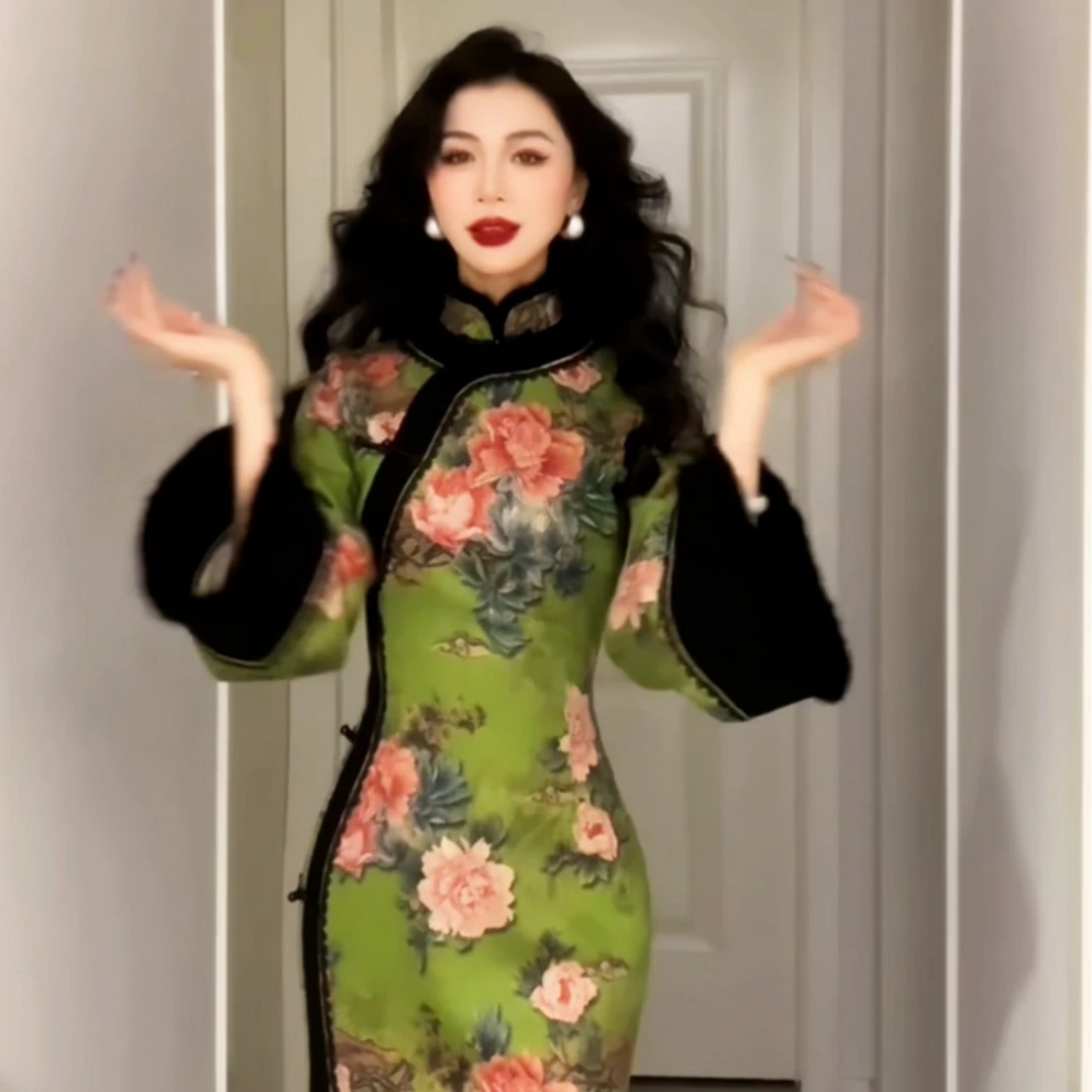 【尔尔古典美学】复古新中式清宫系列【莞贵人】秋冬修身旗袍