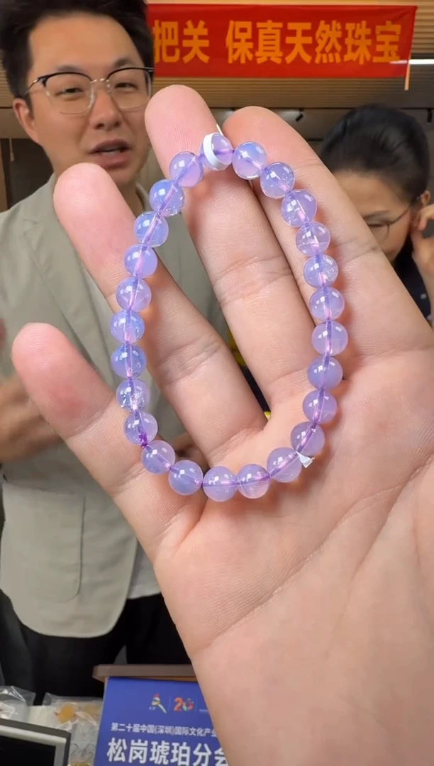 未镶嵌手串水晶约7-8mm紫玉晶圆珠单圈手串