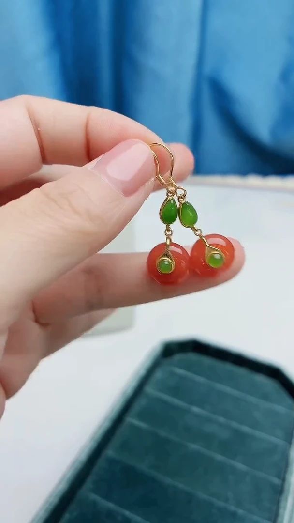 银S925镶嵌耳饰南红玛瑙1110ZB139产品一个（多样性）