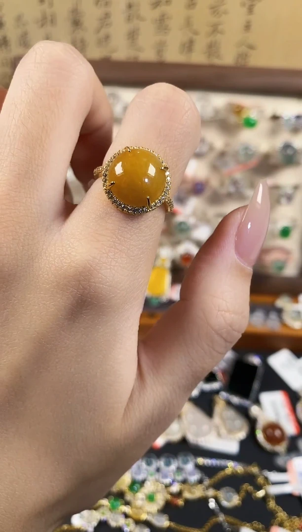 银S925镶嵌戒指翡翠 天然A货翡翠65