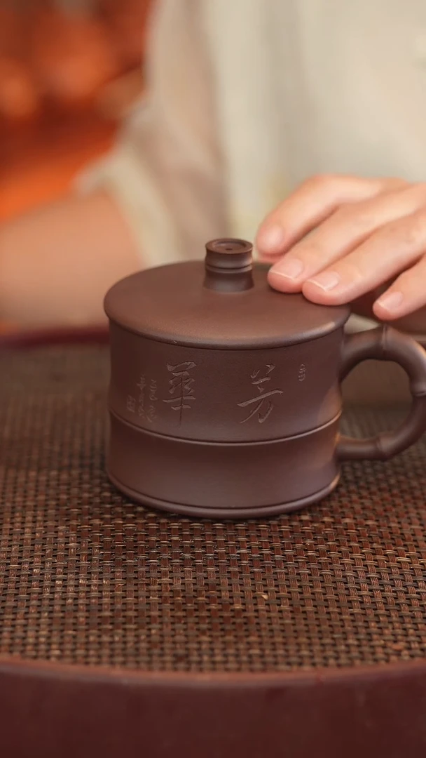 茶壶紫砂原矿手工制作盖杯 雕刻