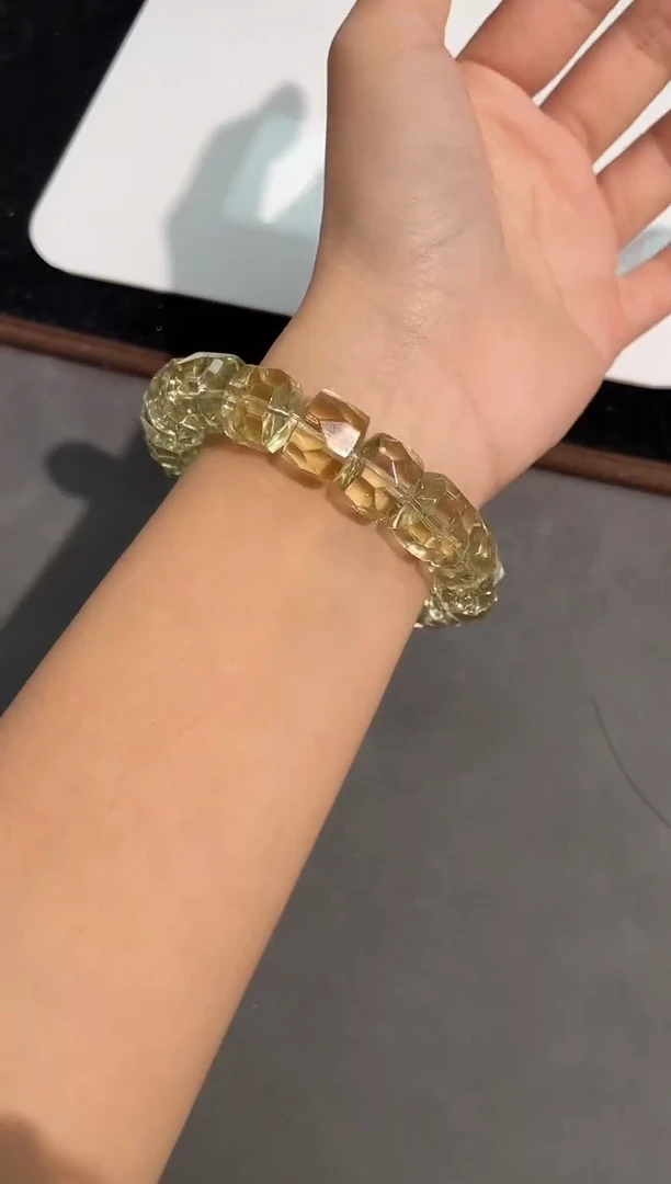 水晶手链未镶嵌6号利姆利亚黄水晶切面随行单圈