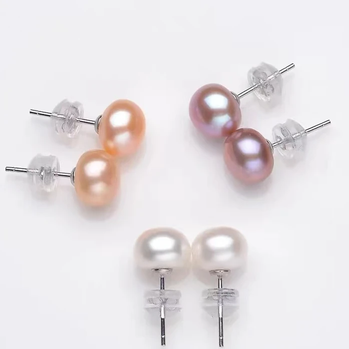 【新粉必拍到手3对】淡水无核耳钉（粉、紫、白）S925银 （非基地不带证）