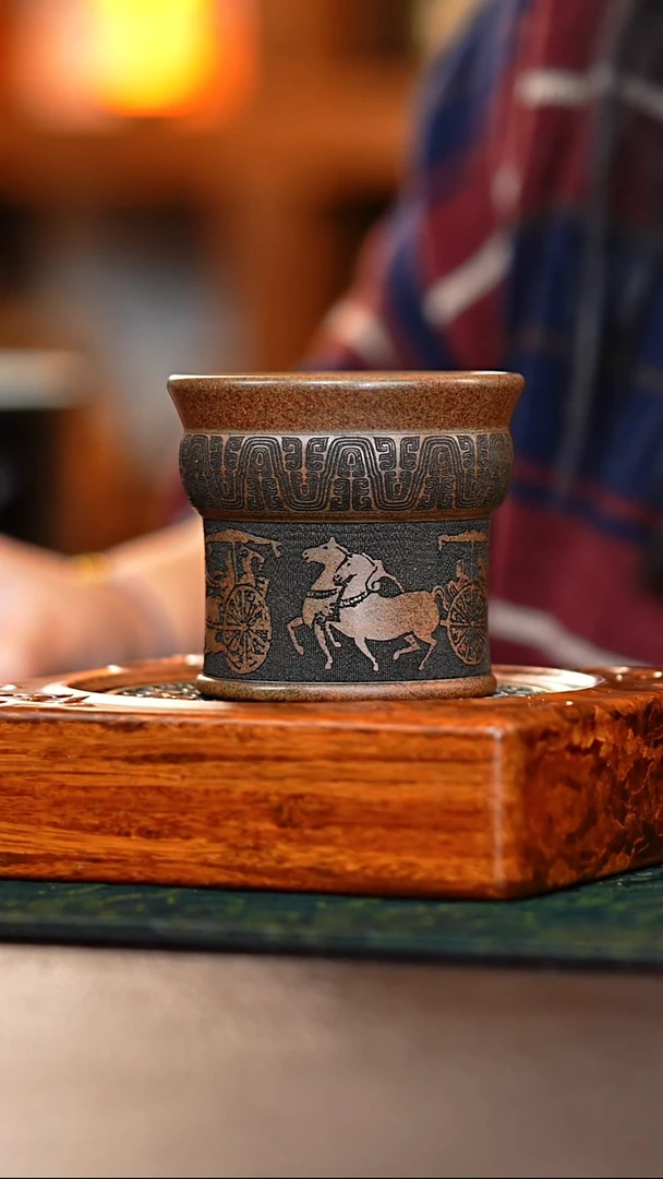 茶杯紫砂柴烧马紫砂杯