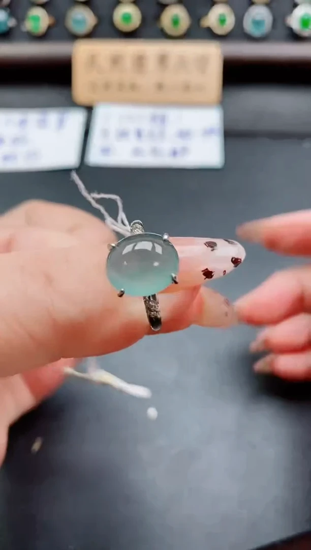银S925镶嵌戒指翡翠1