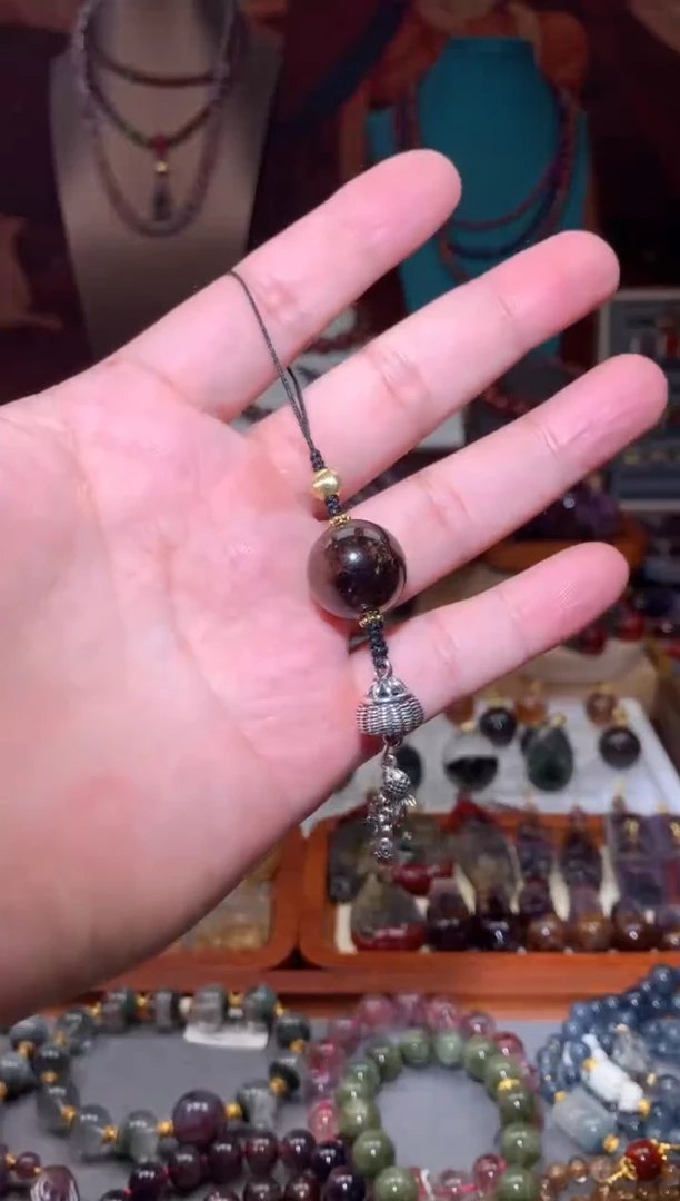 未镶嵌珠宝半成品水晶黑金超圆珠手机挂