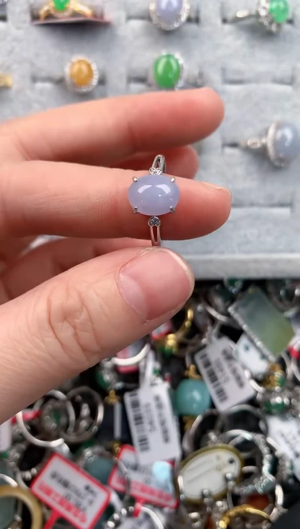 银S925镶嵌戒指翡翠555---8