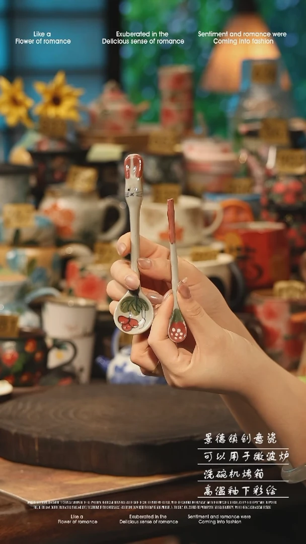 陶瓷随机景德镇高温釉下彩手工手绘款式