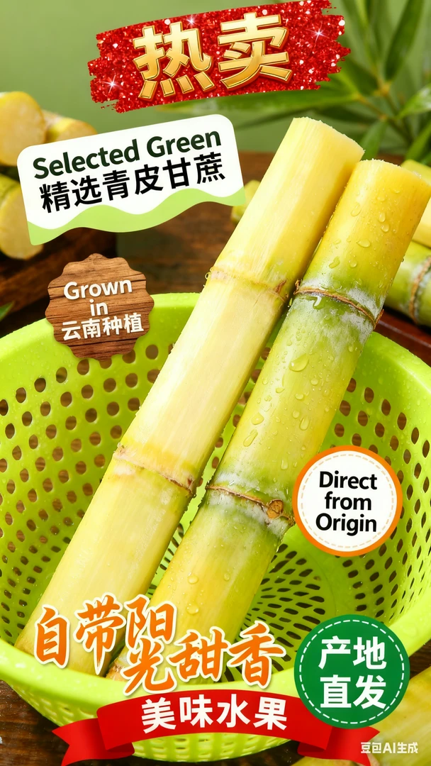 云南青皮甘蔗新鲜应季水果多汁爆甜脆甜可口#现砍现发新鲜直达