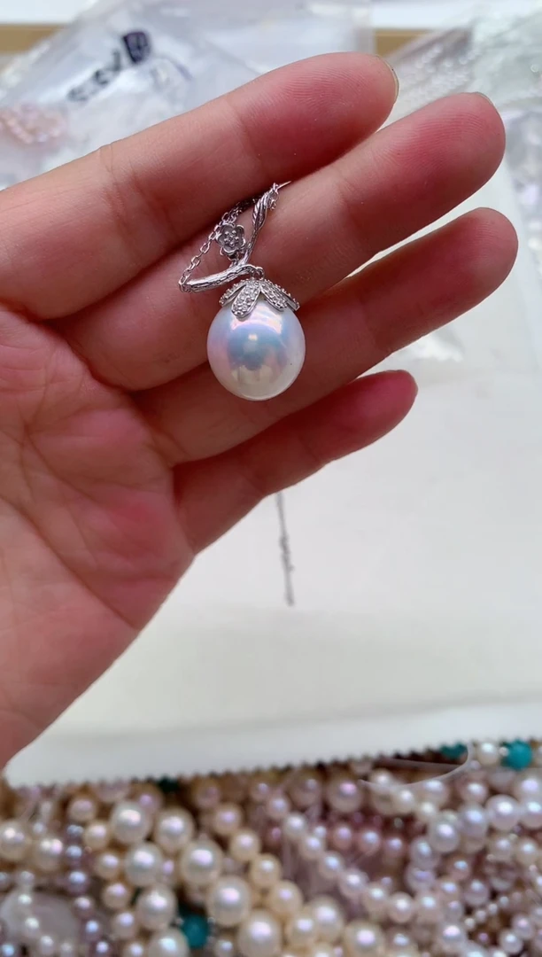 淡水珍珠银S925镶嵌套链多样性发其一，非无暇