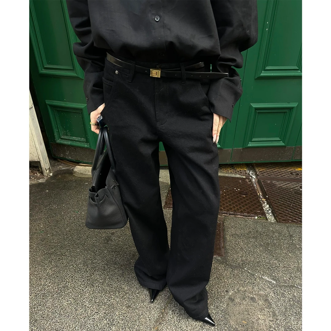 0122stepll 经典黑牛 黑色牛仔裤女美式复古显瘦低腰直筒休闲裤子