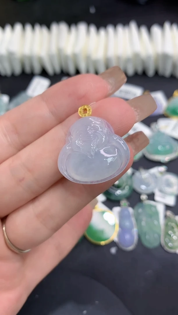 吊坠(不含链)18K金镶嵌翡翠111