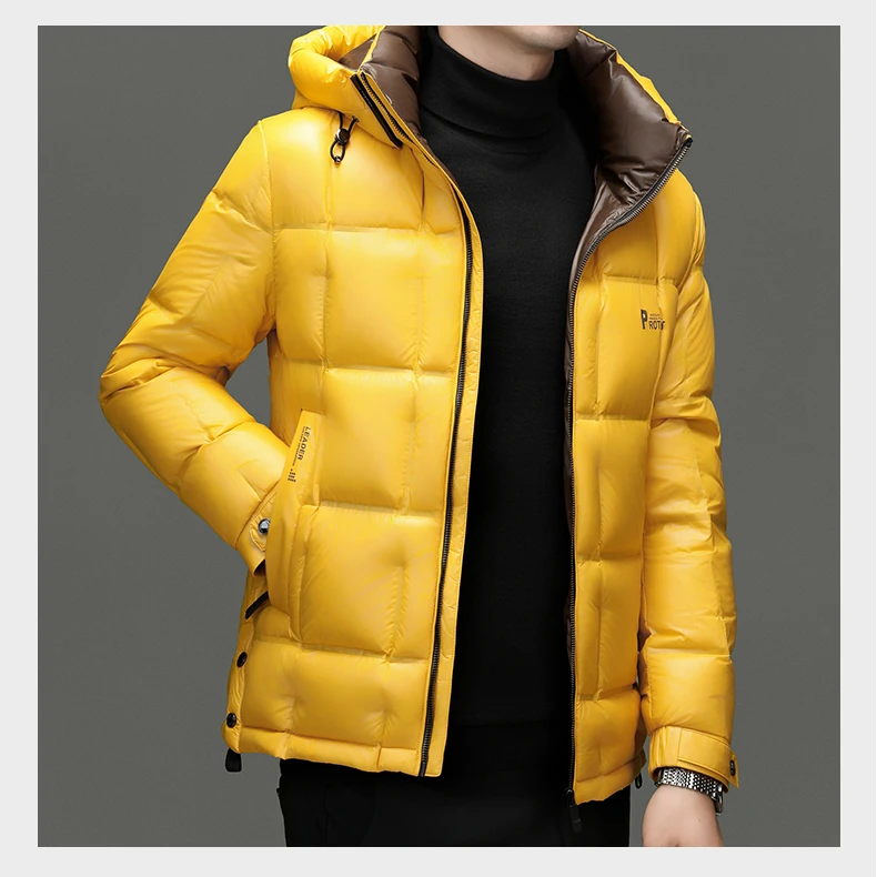 2025高端亮面羽绒服男士90鸭绒冬季高级感外套可脱卸帽休闲时尚潮