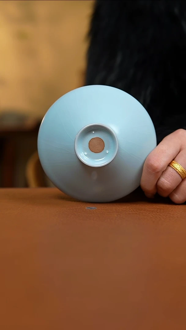 瓷片仿古宋臻釉斗笠杯微瑕