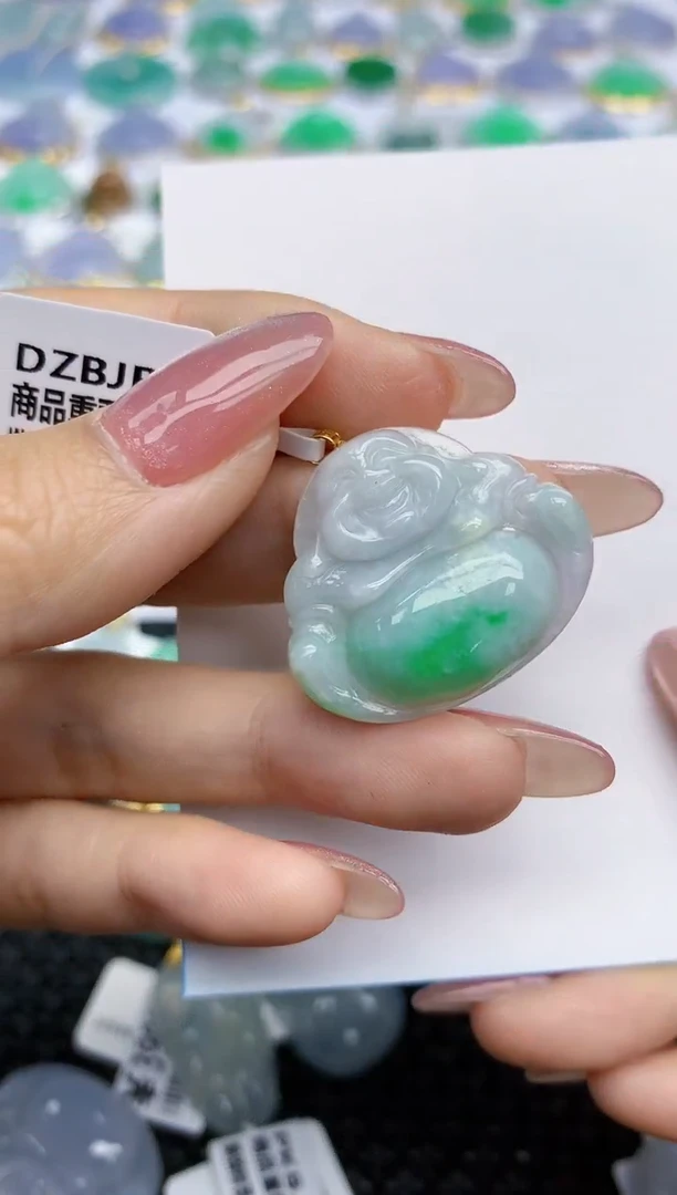 【闪购商品】翡翠挂件18K金镶嵌天然翡翠A货