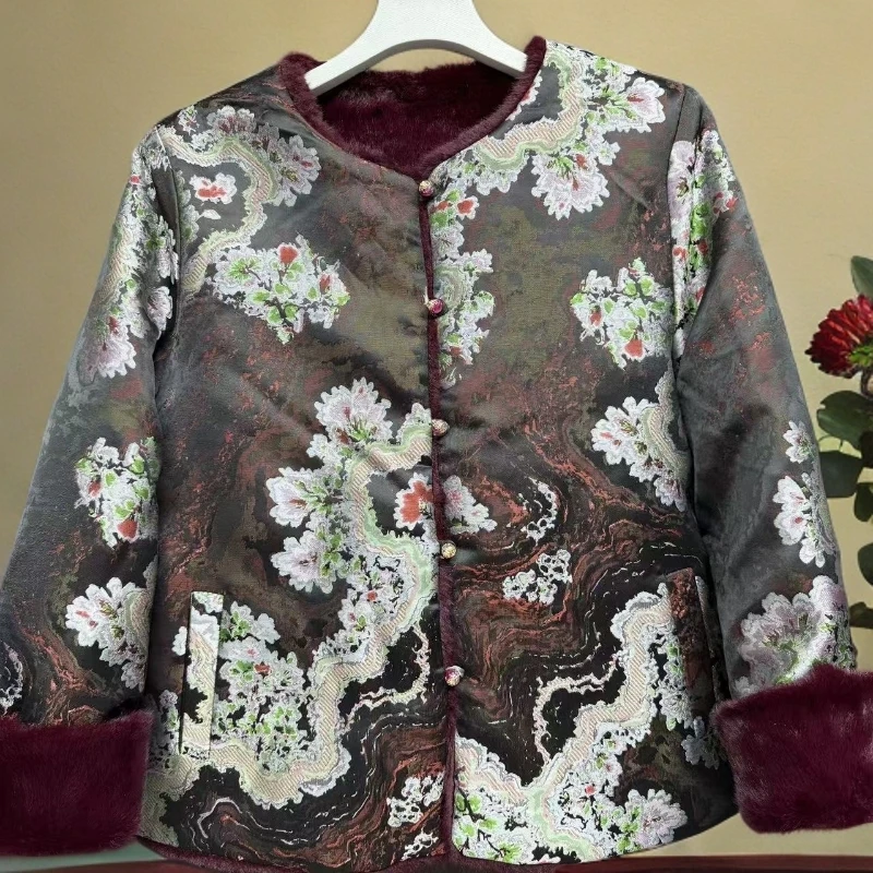 新中式国风复古休闲提花棉服高级感宽松保暖74