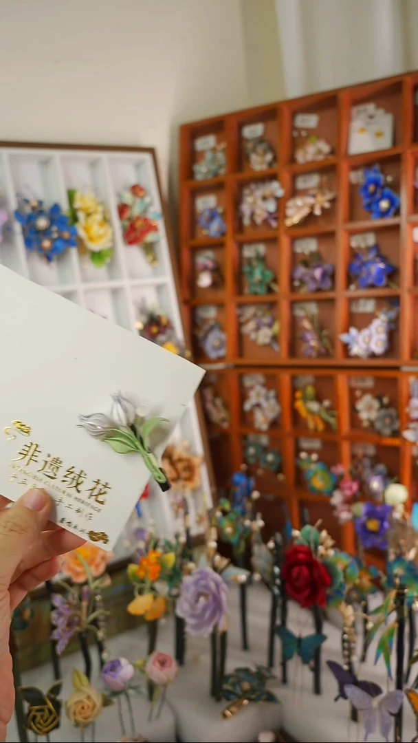 手工非遗绒花发夹