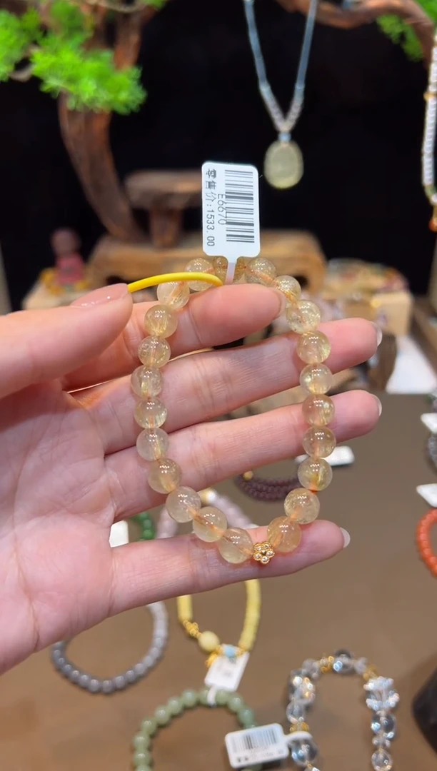 水晶手链18K金镶嵌手饰@@E6670