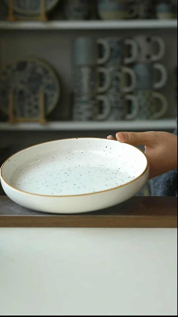 陶北欧风泼墨直身早餐盘20cm@4-2@微瑕