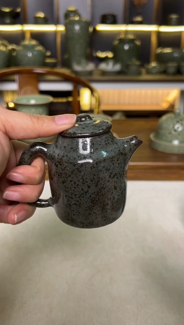 陶瓷耀州窑纯手工青釉手工茶壶