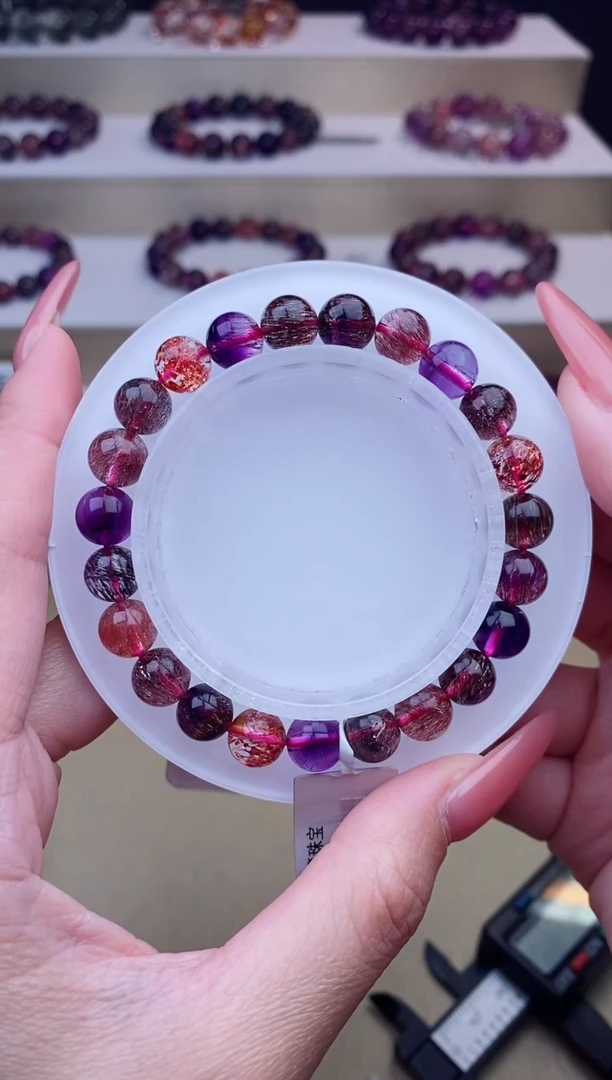 未镶嵌手链水晶黑加仑超七8m+