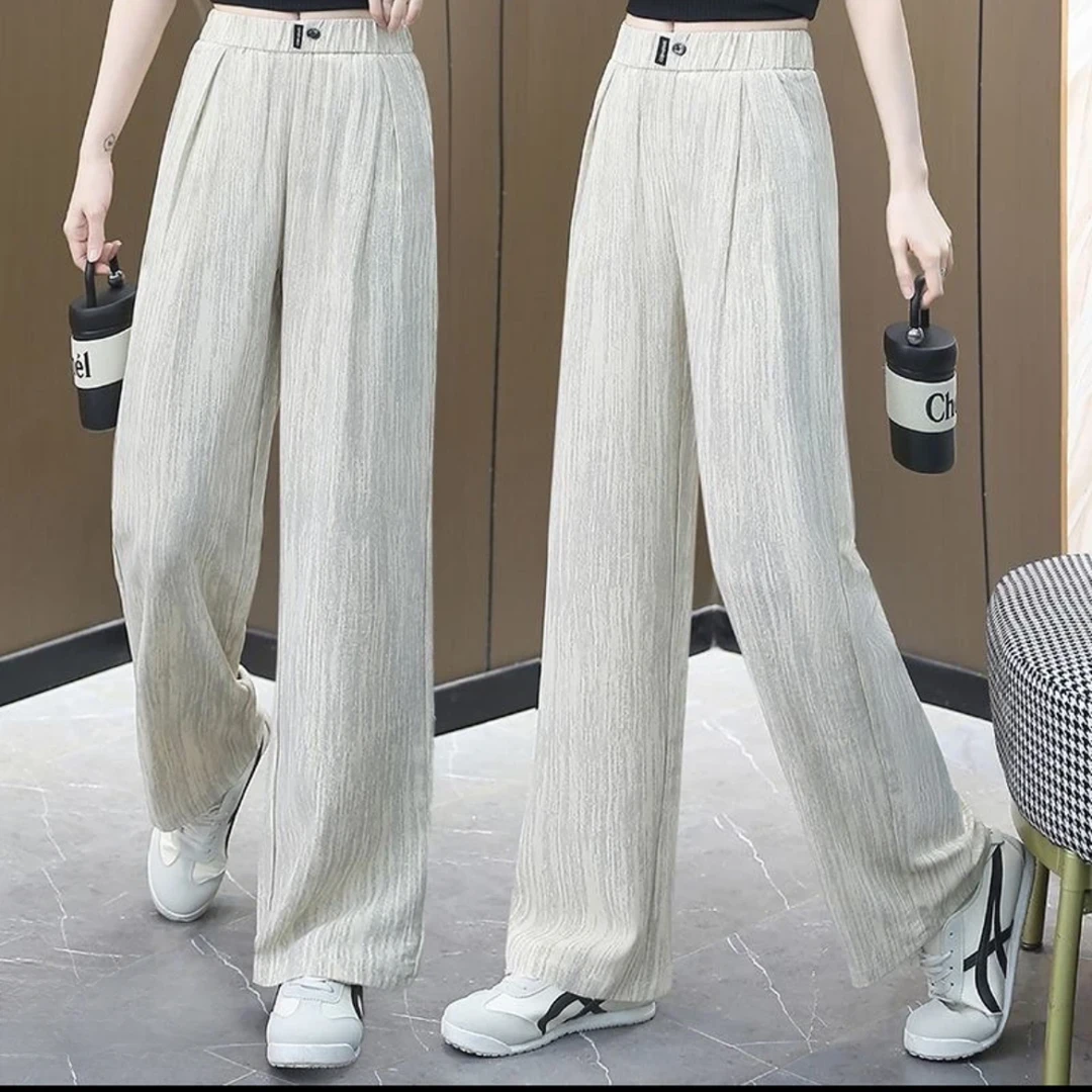 【专柜品质】2025冰丝垂感直筒裤女显瘦大码高腰宽松时尚薄款休闲裤