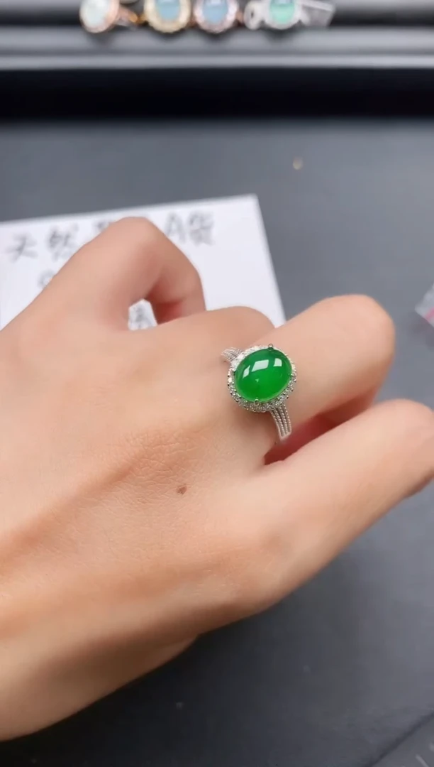 银S925镶嵌戒指翡翠1111111
