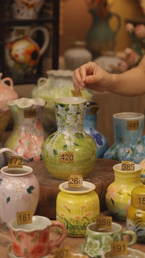 陶瓷420景德镇设计师手作花器摆件侘寂风